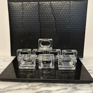 Lucite acrylic set of 8 napkin ring holders rectangular